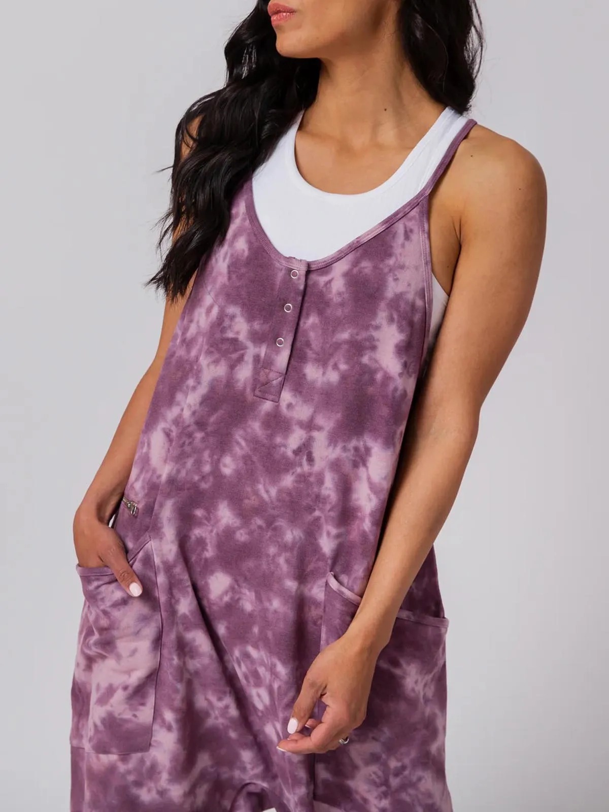 HOT SALE Women's Button Neck Suspender Jumpsuit Casual Overalls