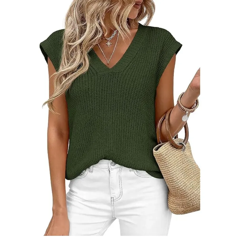 ✨Women's V Neck Lightweight Knit Vest 