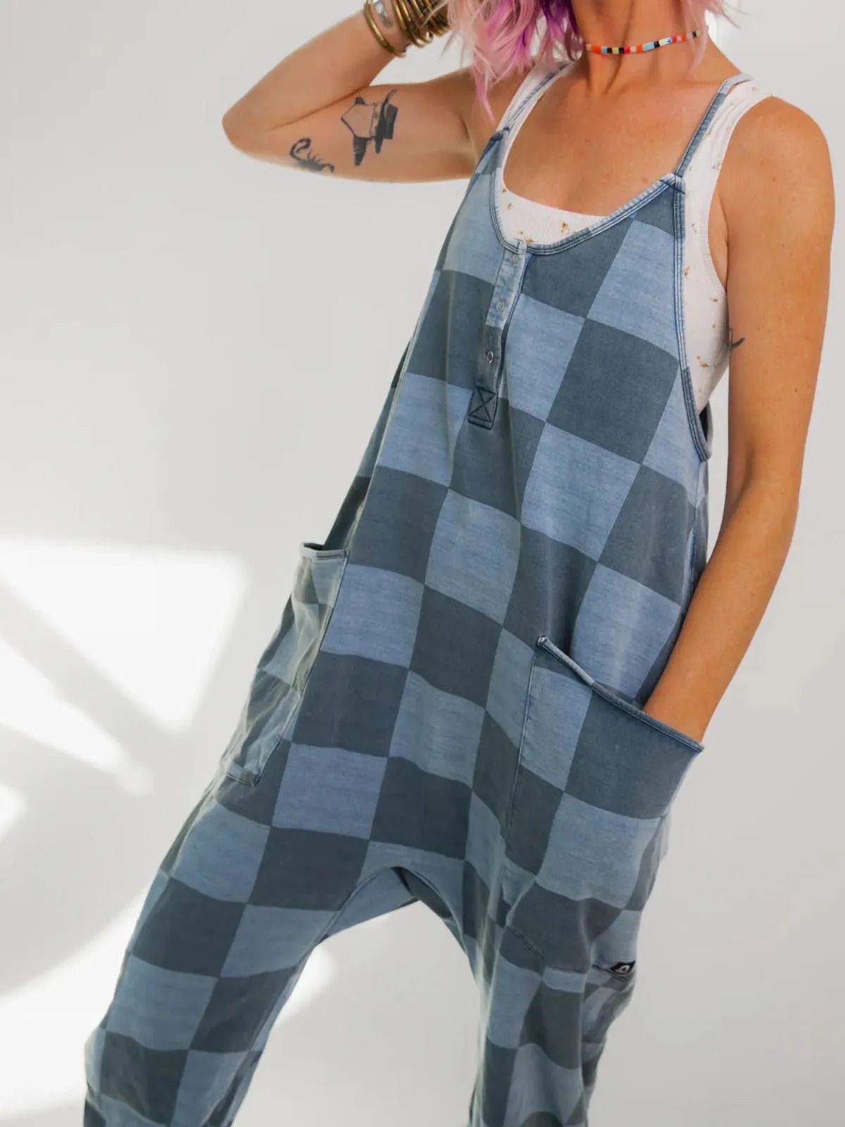 HOT SALE Women's Button Neck Suspender Jumpsuit Casual Overalls