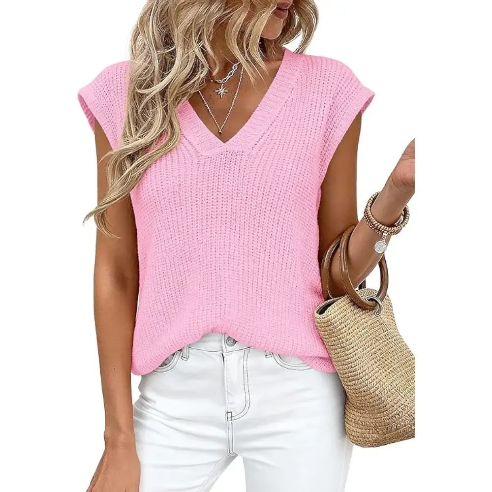 ✨Women's V Neck Lightweight Knit Vest 