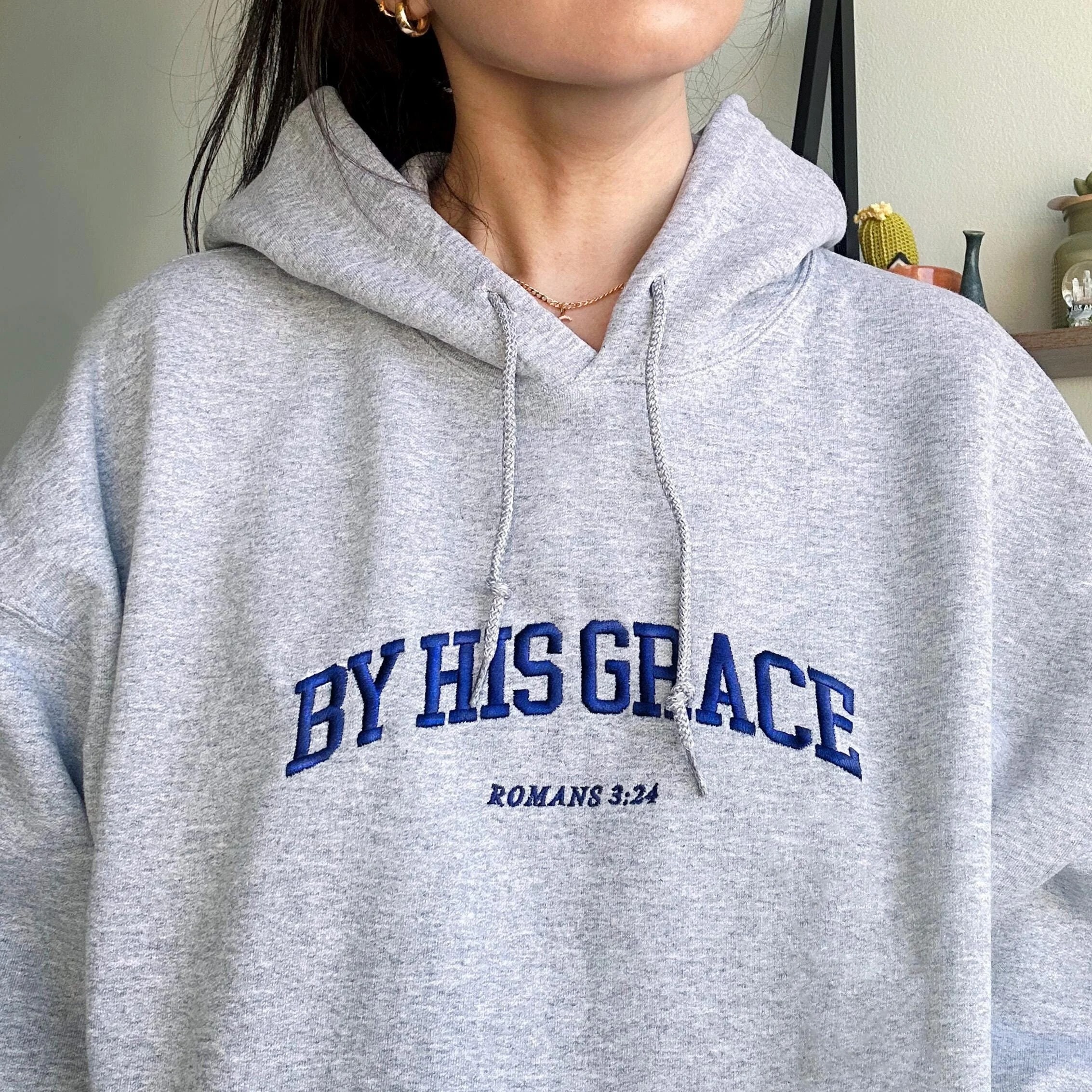 By His Grace Embroidered Christian Hoodie