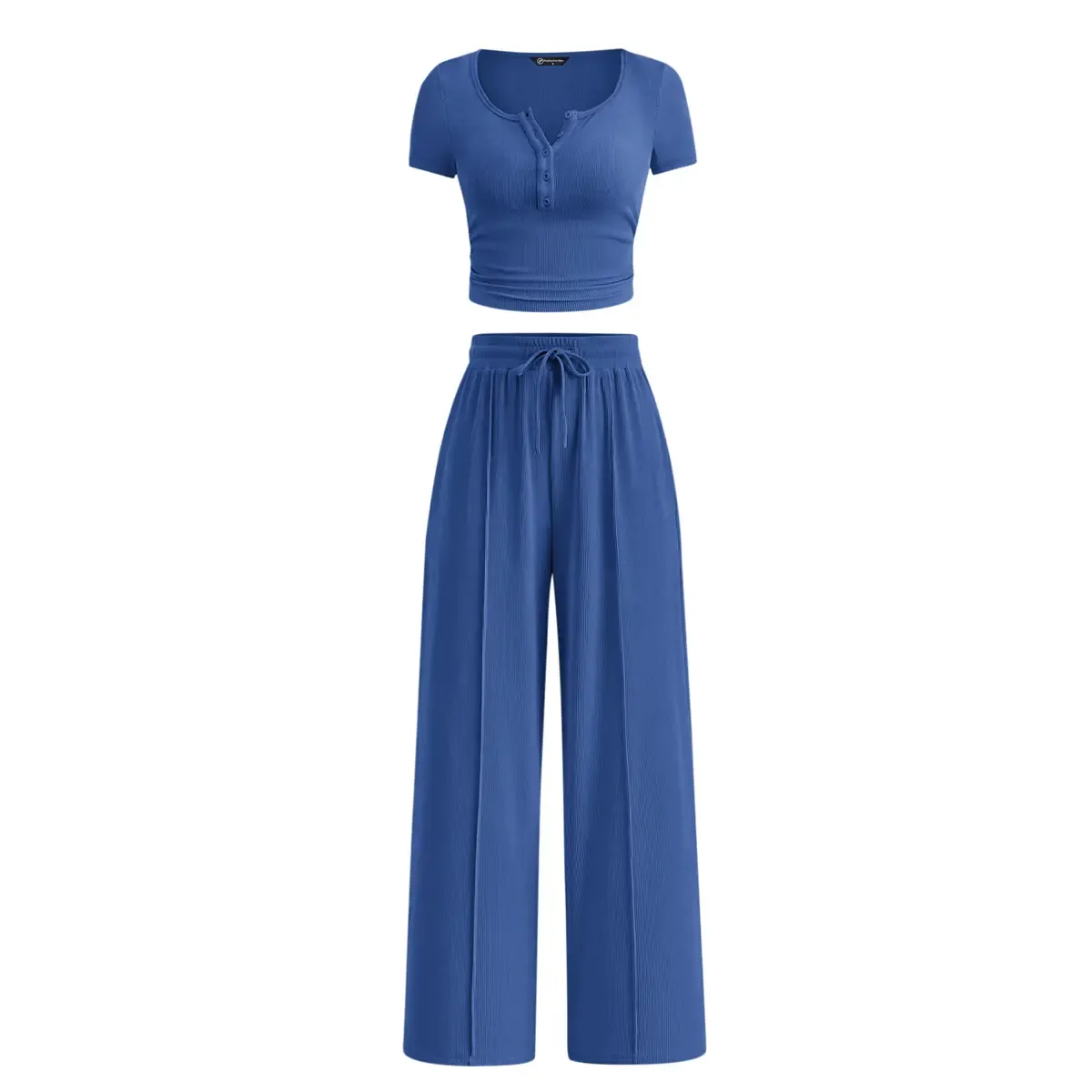 🔥Women's Ribbed Knit Short Sleeve Tops & Wide Leg Pants 2-Piece Outfits