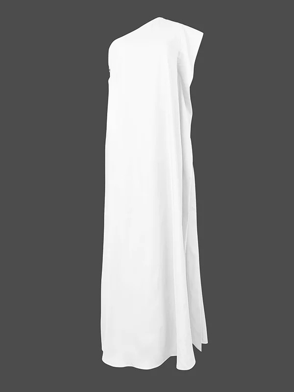 Women's Summer Asymmetric Solid Color Slit One Shoulder Maxi Dress