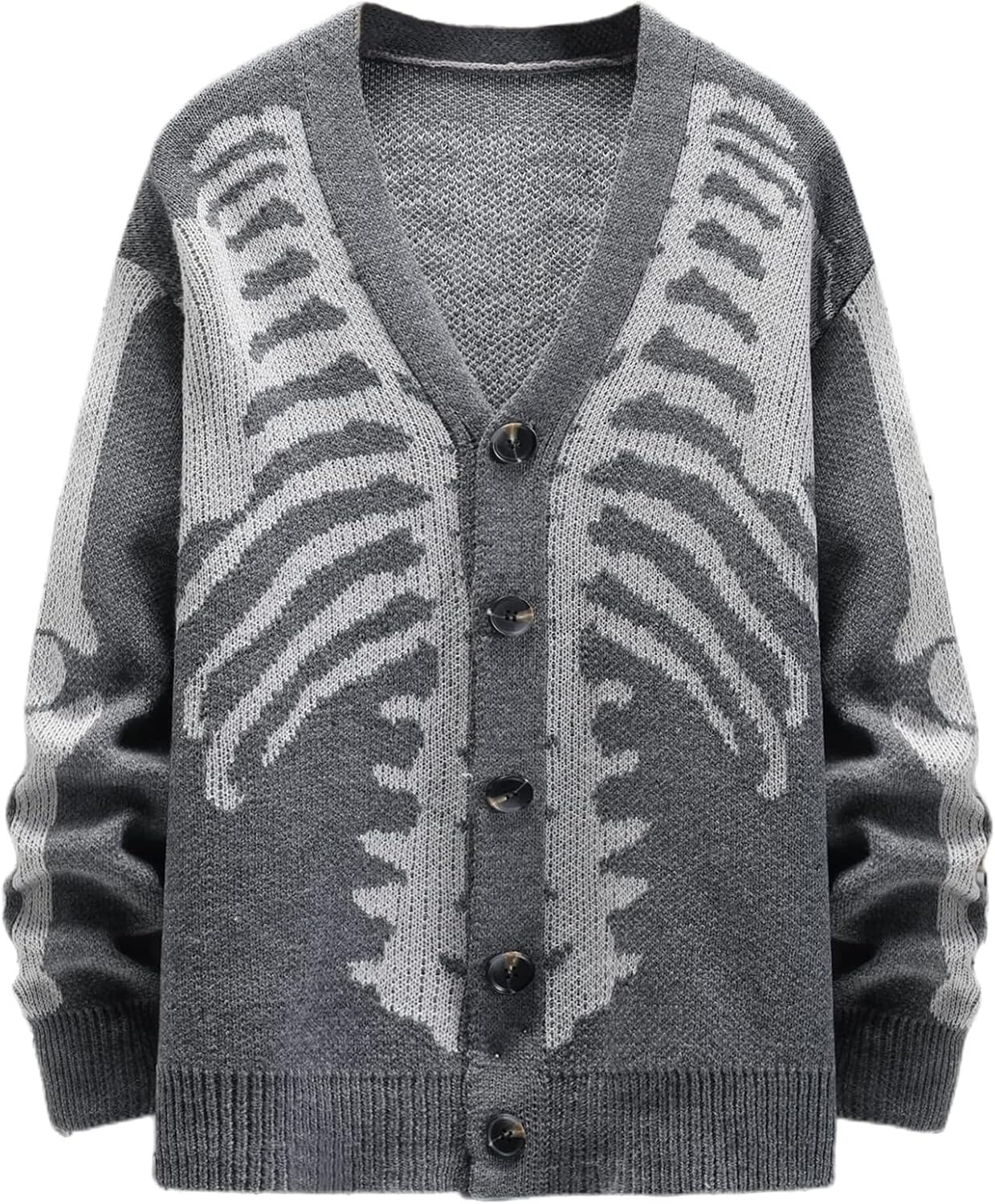 Halloween Skeleton Pattern Button Fly Cardigan