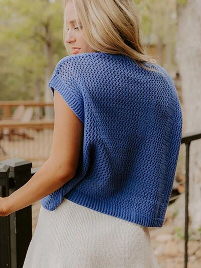 Flag Graphic Short Sleeve Hollow Out Top