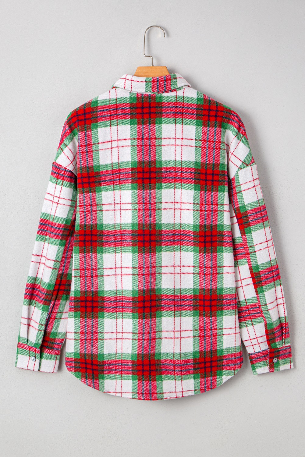 Women's Christmas Plaid Buttoned Casual Flannel Shacket