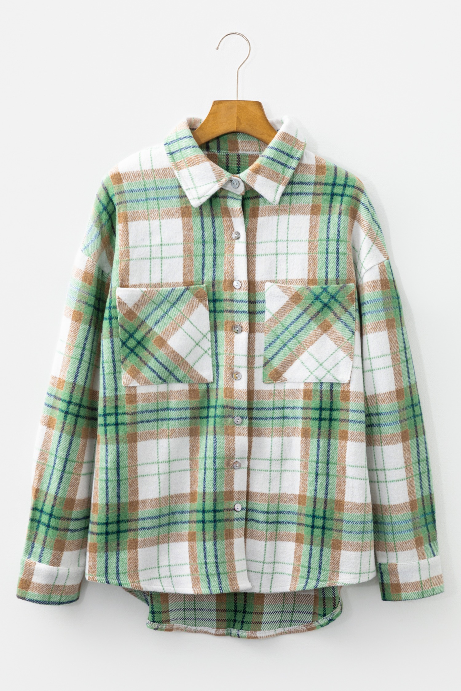 Women's Christmas Plaid Buttoned Casual Flannel Shacket