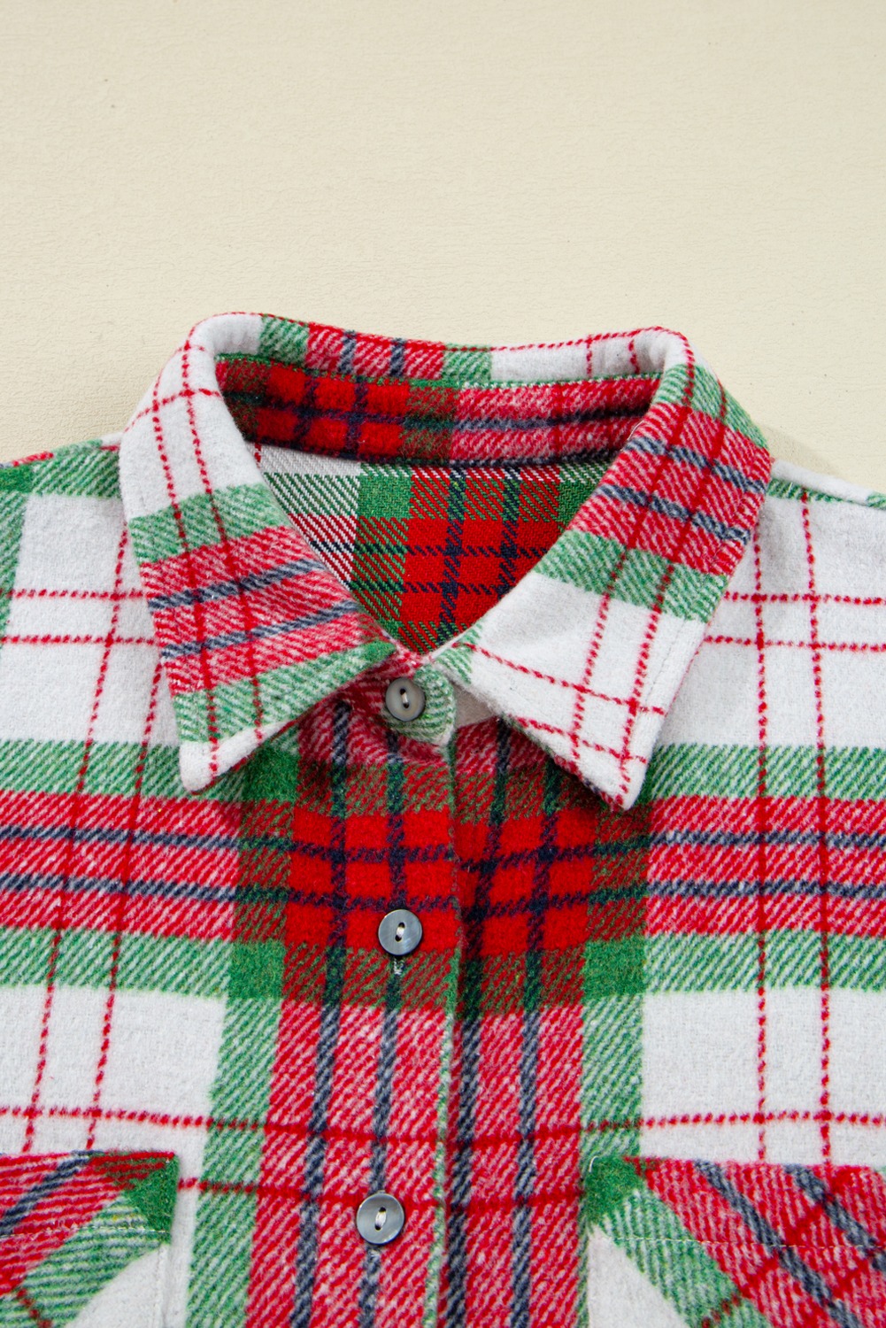 Women's Christmas Plaid Buttoned Casual Flannel Shacket