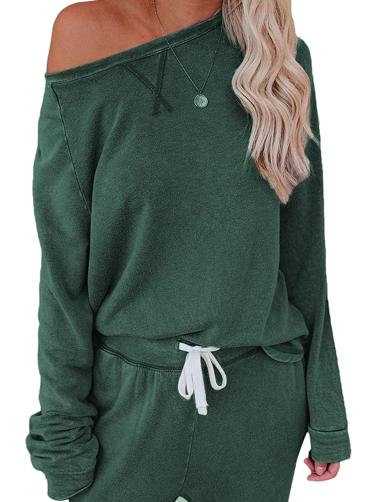 Women's Casual Two Piece Long Sleeved Top And Drawstring Jogger Suit Loungewear(BUY 2 FREE SHIPPING)