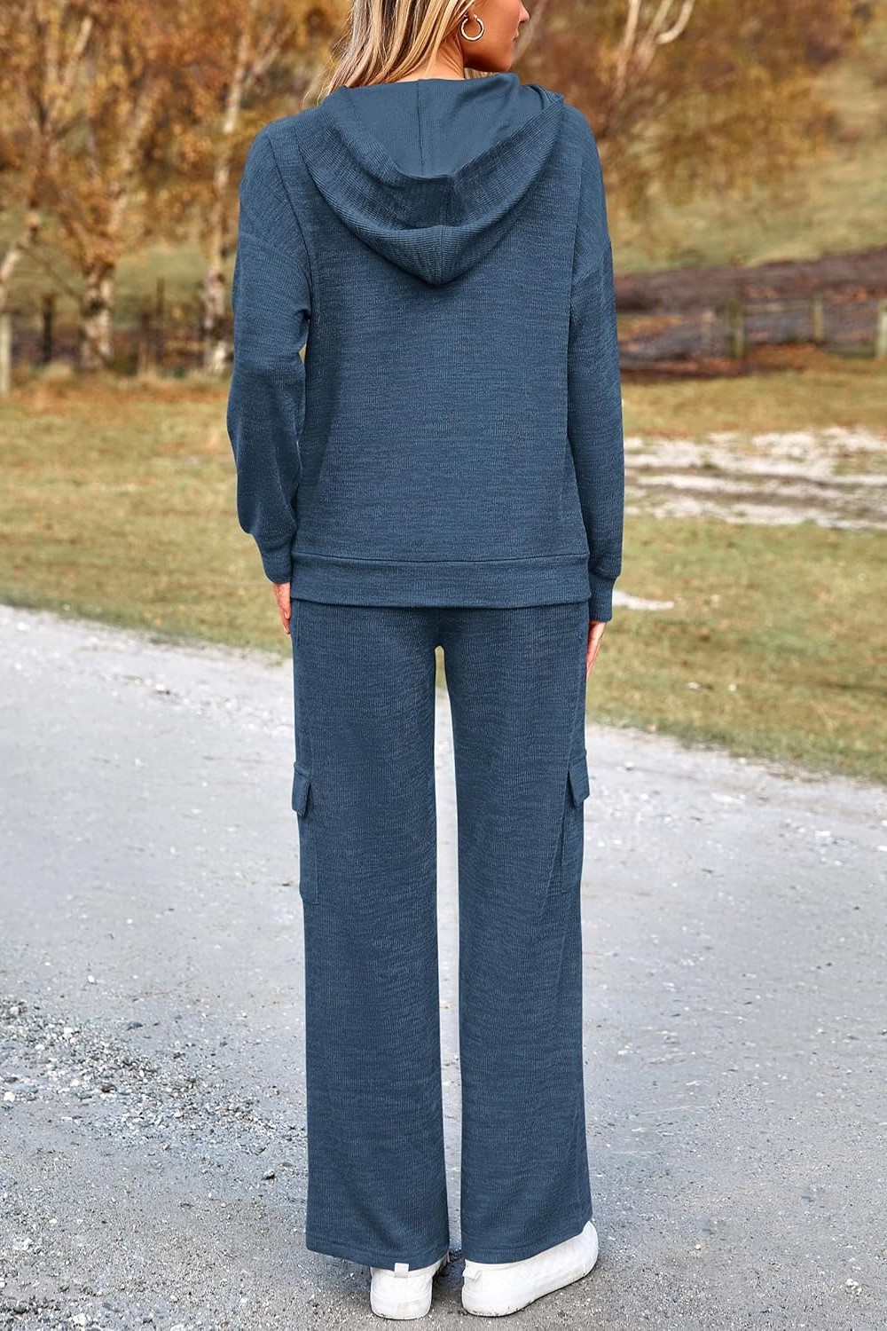 Women's Casual Hooded Sweatshirt Pocket Pants 2 Piece Set