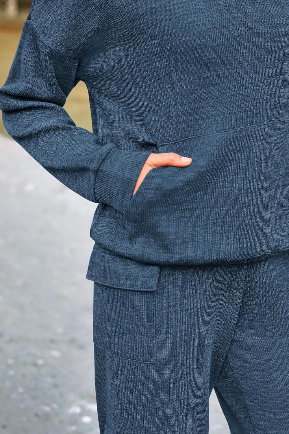 Women's Casual Hooded Sweatshirt Pocket Pants 2 Piece Set