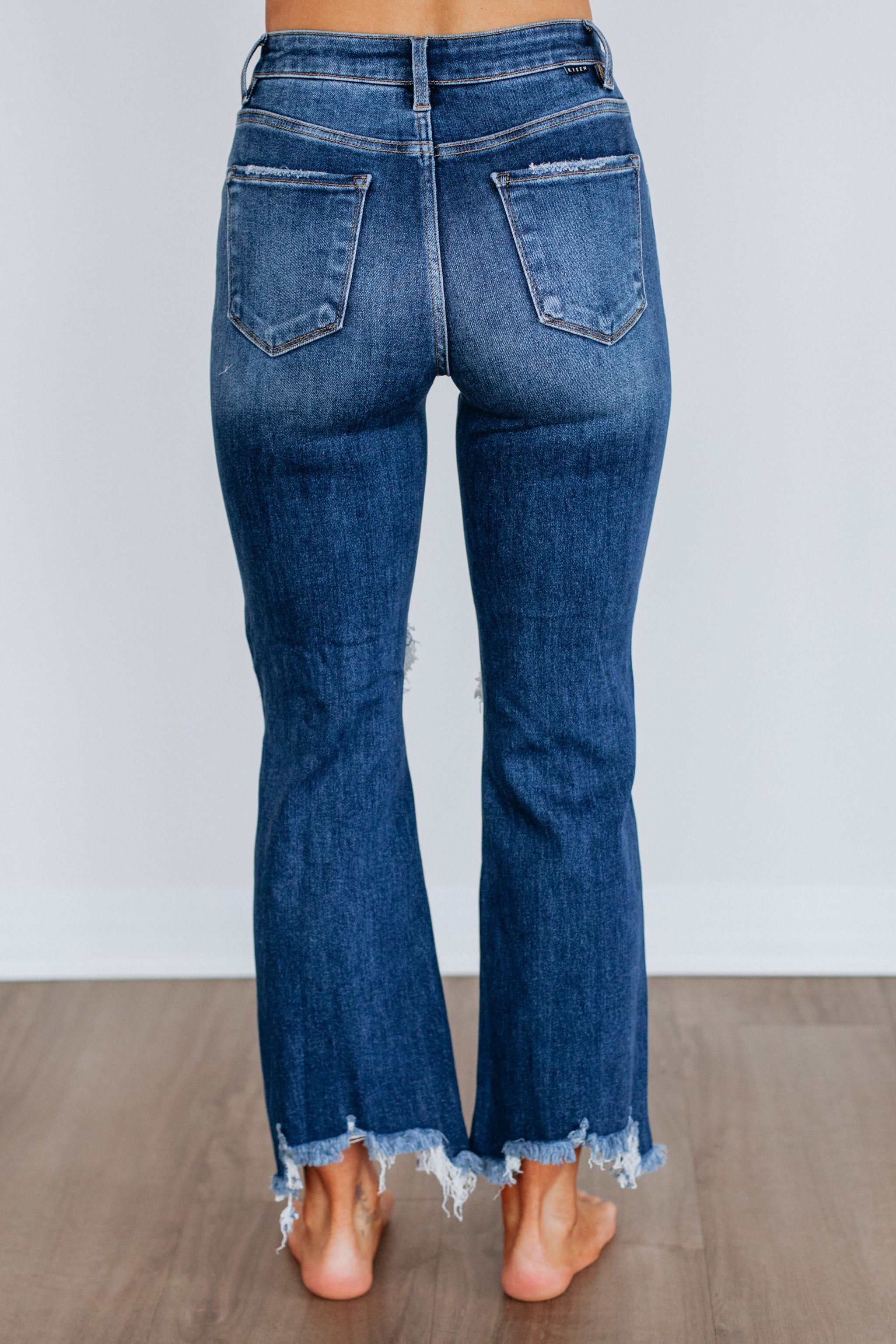 High Rise Straight Leg Jeans Ripped Knee Distressed (buy 2 free shipping)