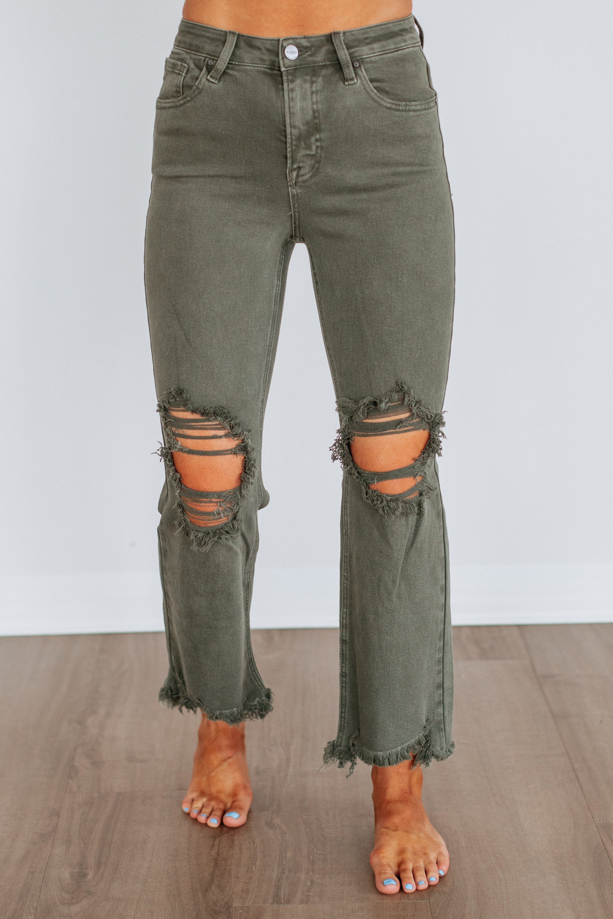 High Rise Straight Leg Jeans Ripped Knee Distressed (buy 2 free shipping)