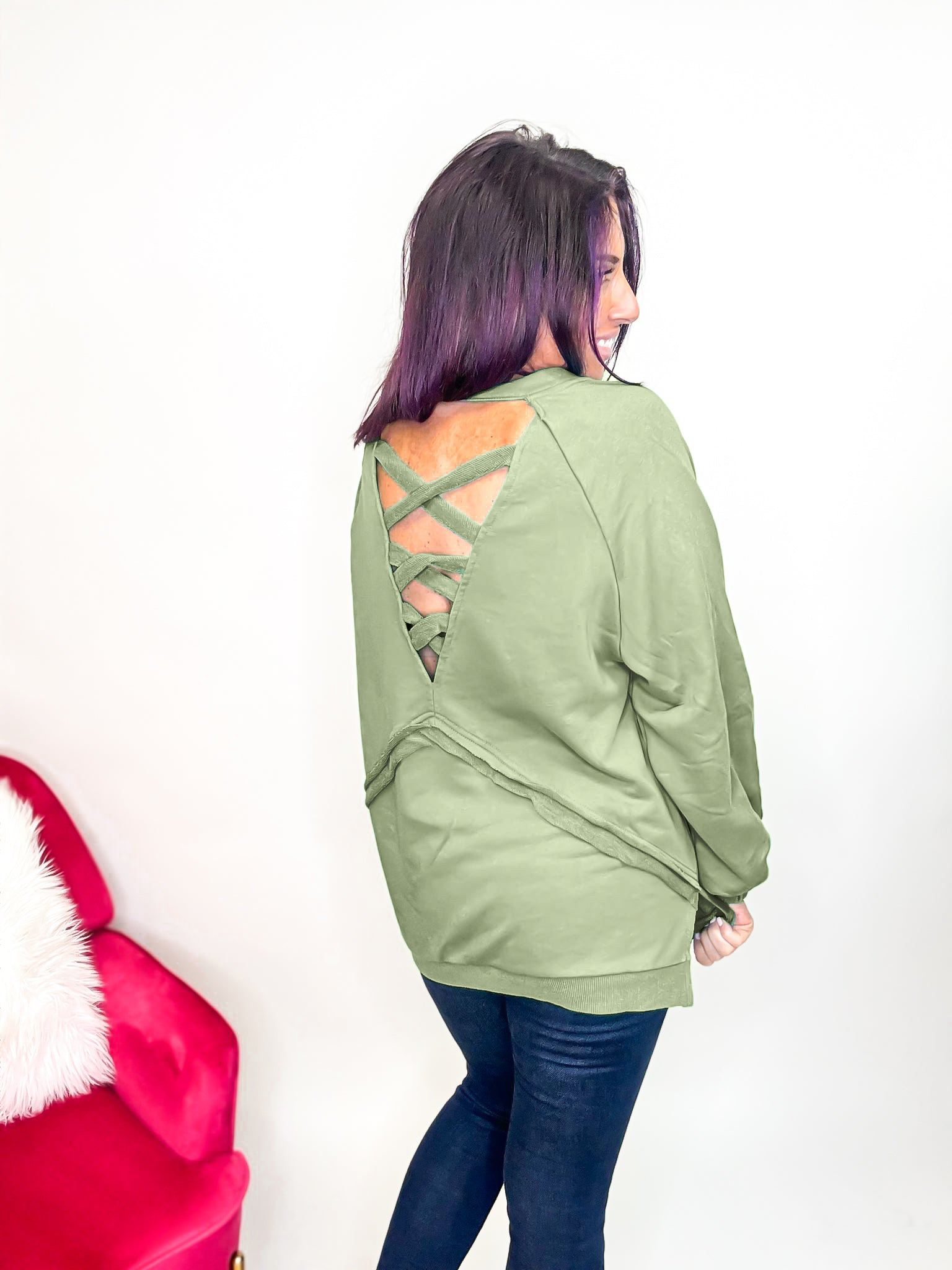 Cross Back Comfort French Terry Sweatshirt Hoodie