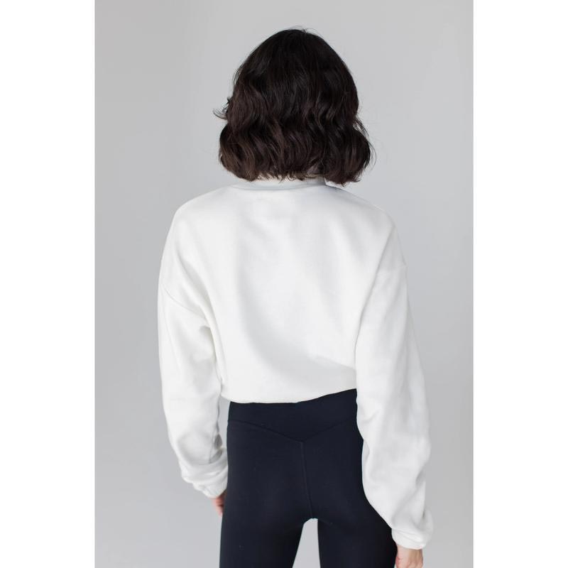 Women's Mock Neck Cropped Sweatshirt – Cozy Drawstring-Waist Pullover for Casual Daily Wear