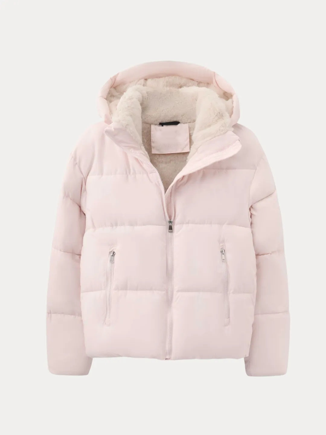 Women's Faux Fur Lined Short Puffer Jackets with Removable Hood
