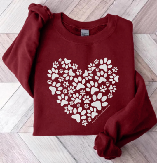 Paw-Print Heart Valentines Sweatshirt