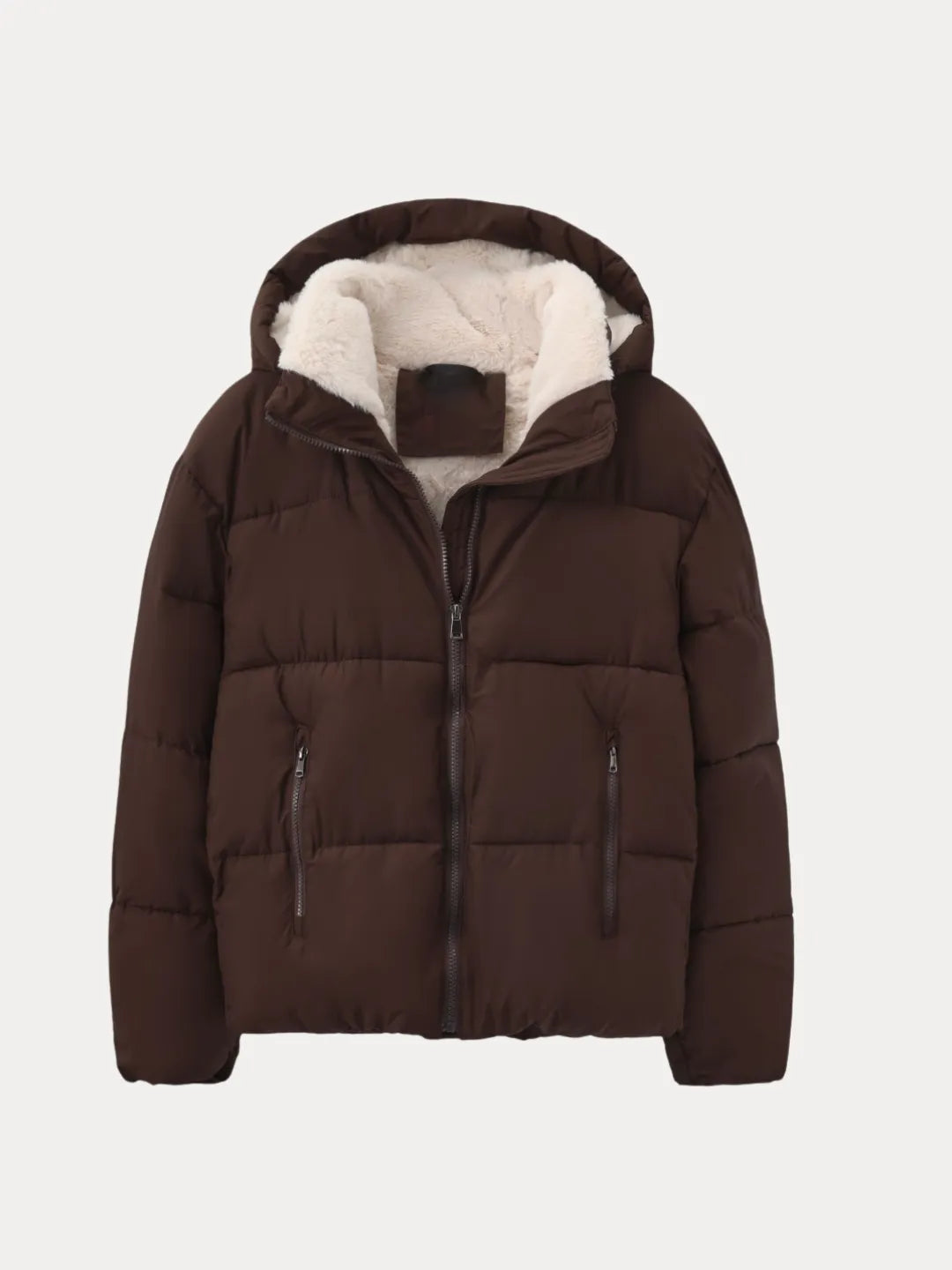 Women's Faux Fur Lined Short Puffer Jackets with Removable Hood