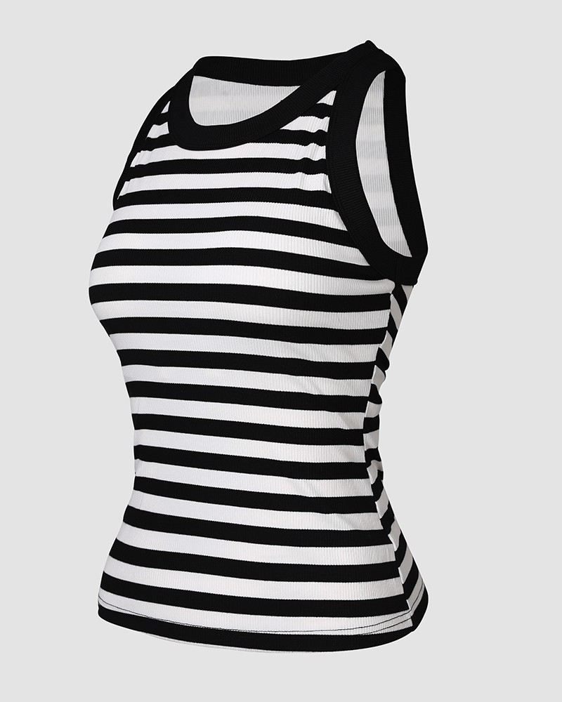 Womens Built-in Bra Terry Towelling Lined Crewneck Tank Top
