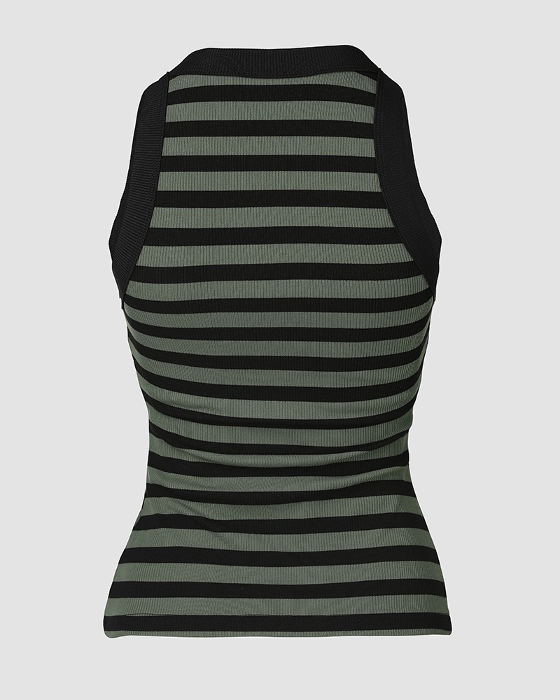 Womens Built-in Bra Terry Towelling Lined Crewneck Tank Top