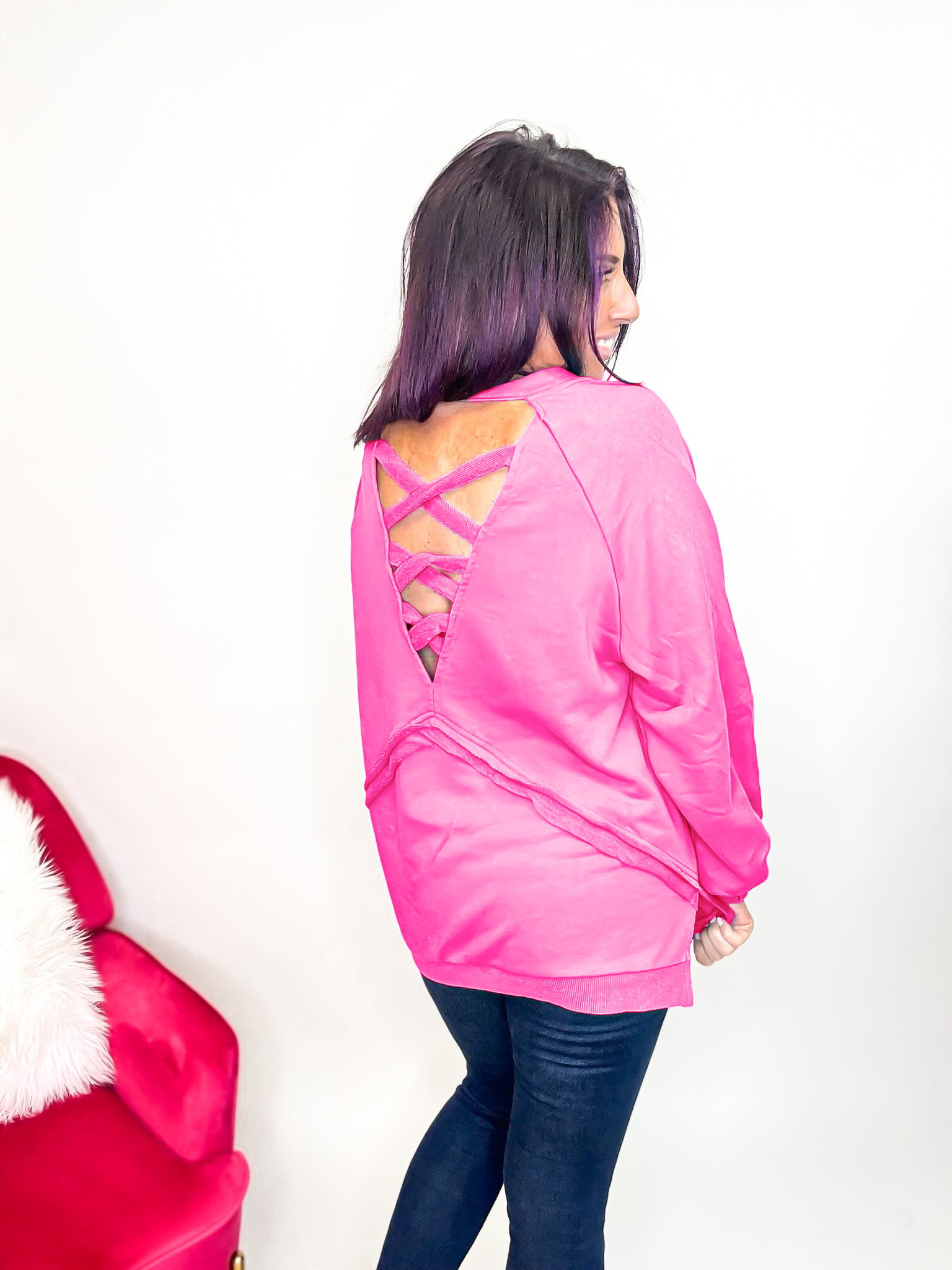 Cross Back Comfort French Terry Sweatshirt Hoodie