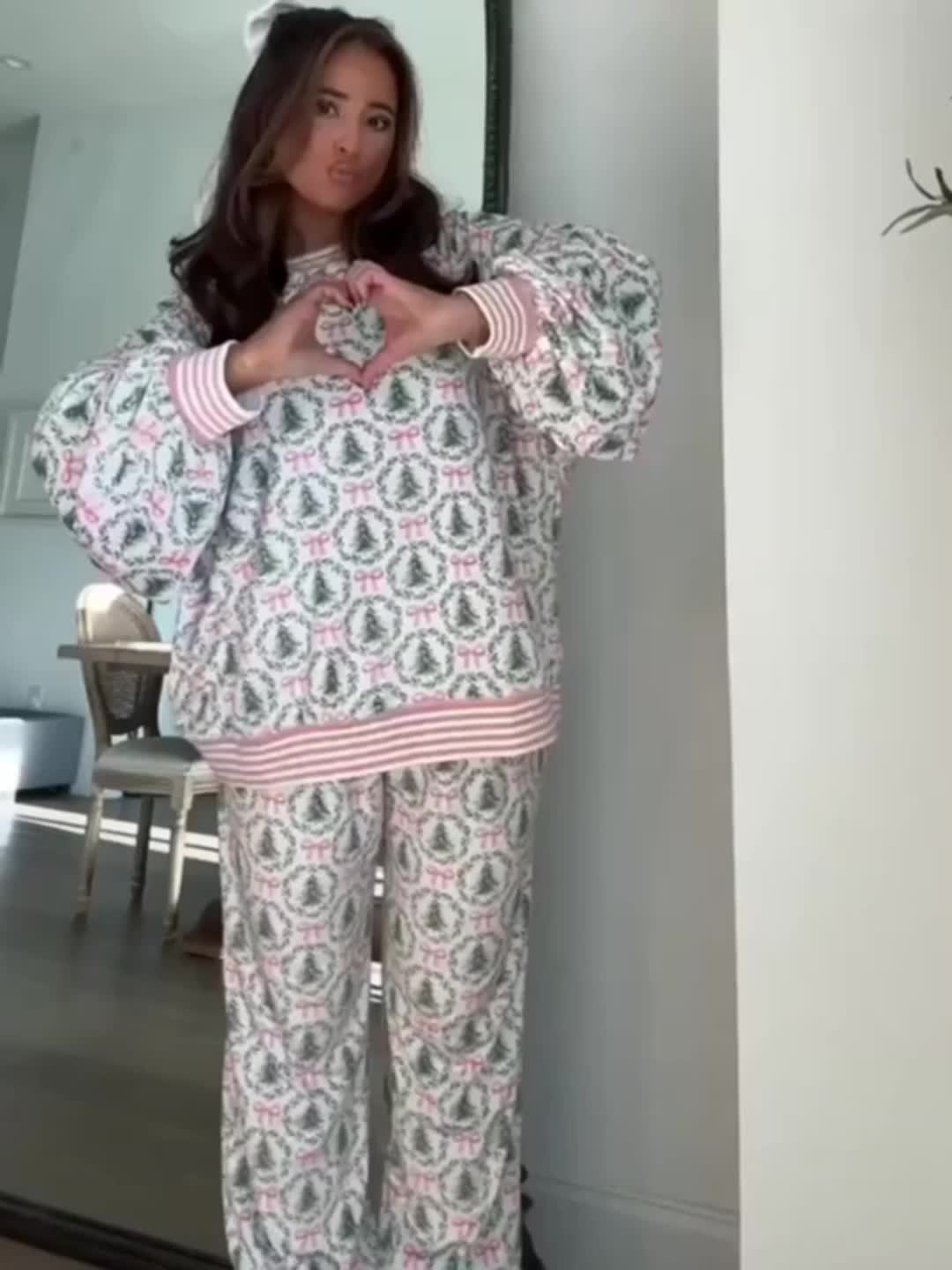 Christmas Tree Bow Top and Pants Lounge Set