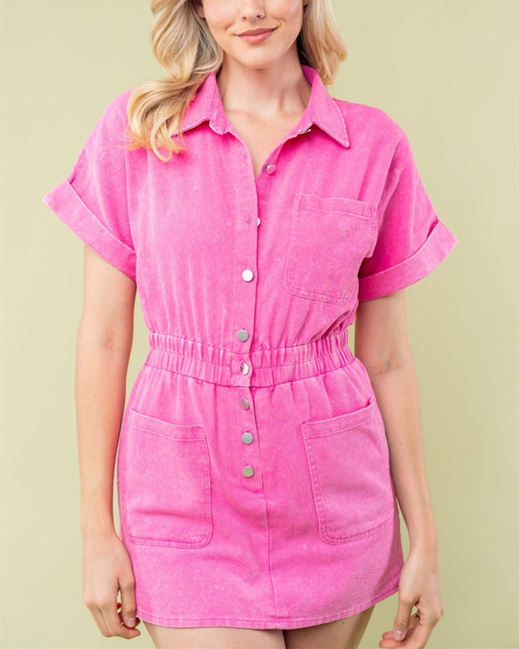 Half Sleeve Solid Woven Dress