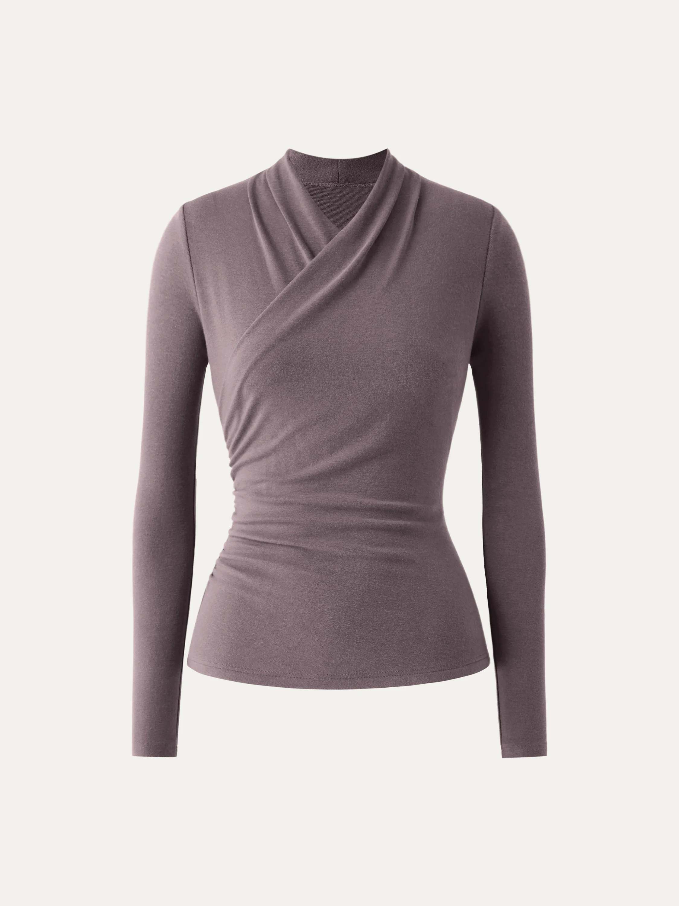 Womens Slim Fitted Deep V Neck Cross Wrap Top Long Sleeve T-Shirts