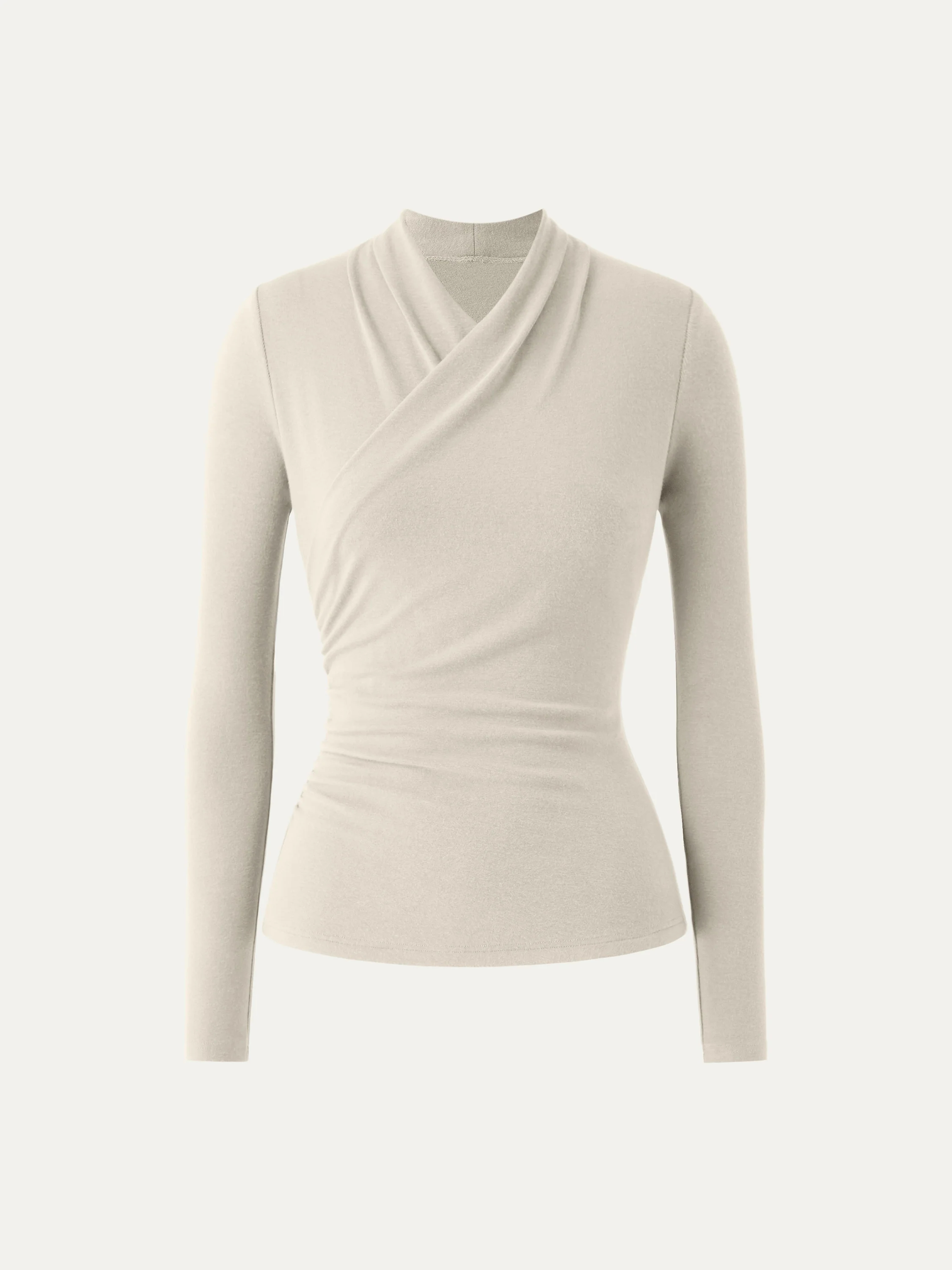 Womens Slim Fitted Deep V Neck Cross Wrap Top Long Sleeve T-Shirts