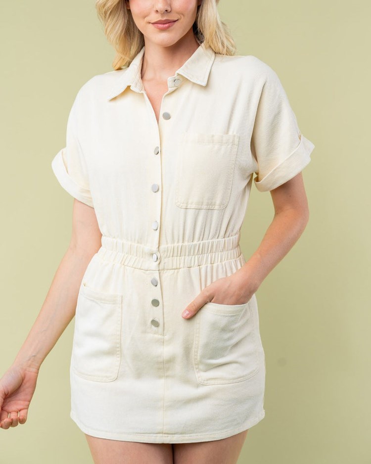 Half Sleeve Solid Woven Dress