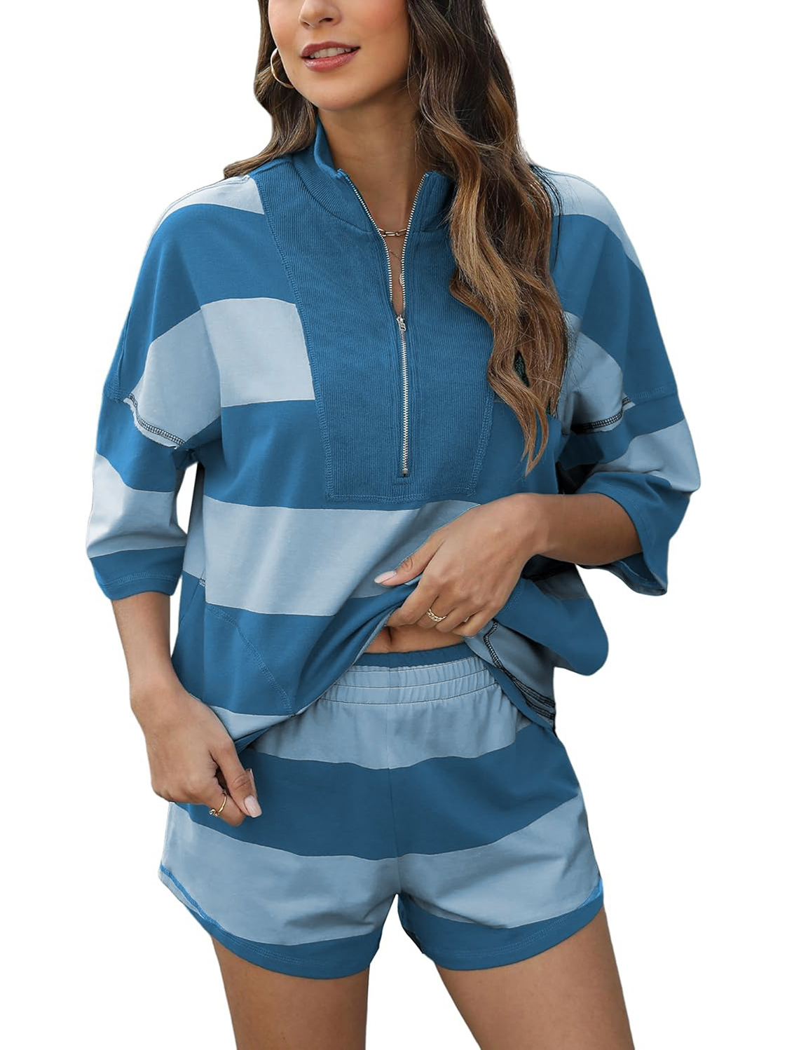 Women's Stripe 2 Piece Lounge Set (Buy 2 Free Shipping)