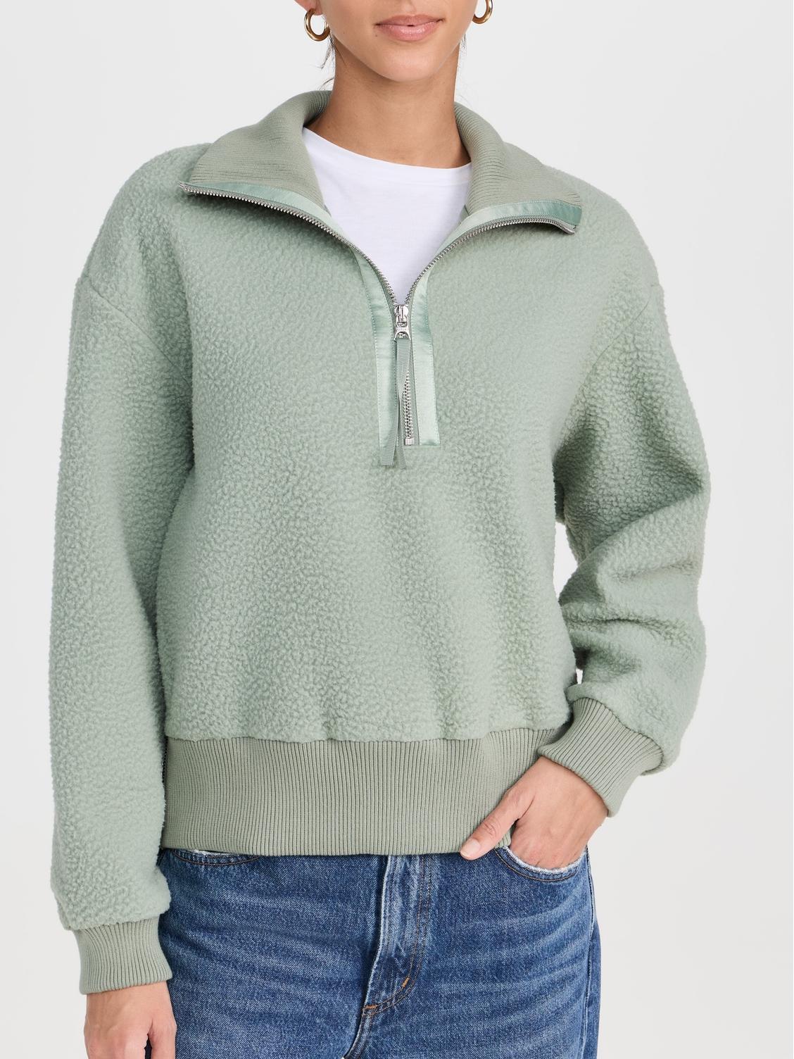  Women's Half Zip Oversized V Neck Fuzzy Knit Chunky Fleece