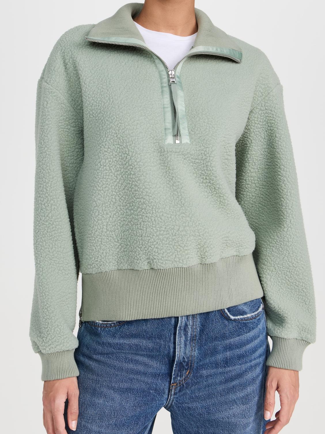  Women's Half Zip Oversized V Neck Fuzzy Knit Chunky Fleece