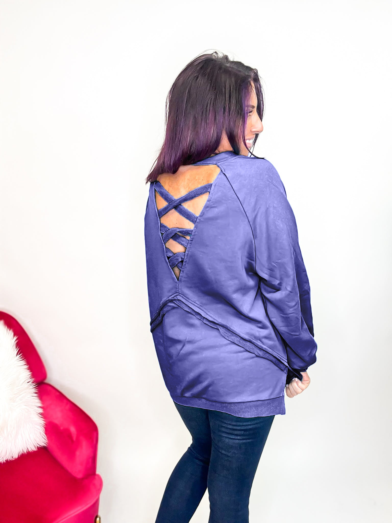 Cross Back Comfort French Terry Sweatshirt Hoodie