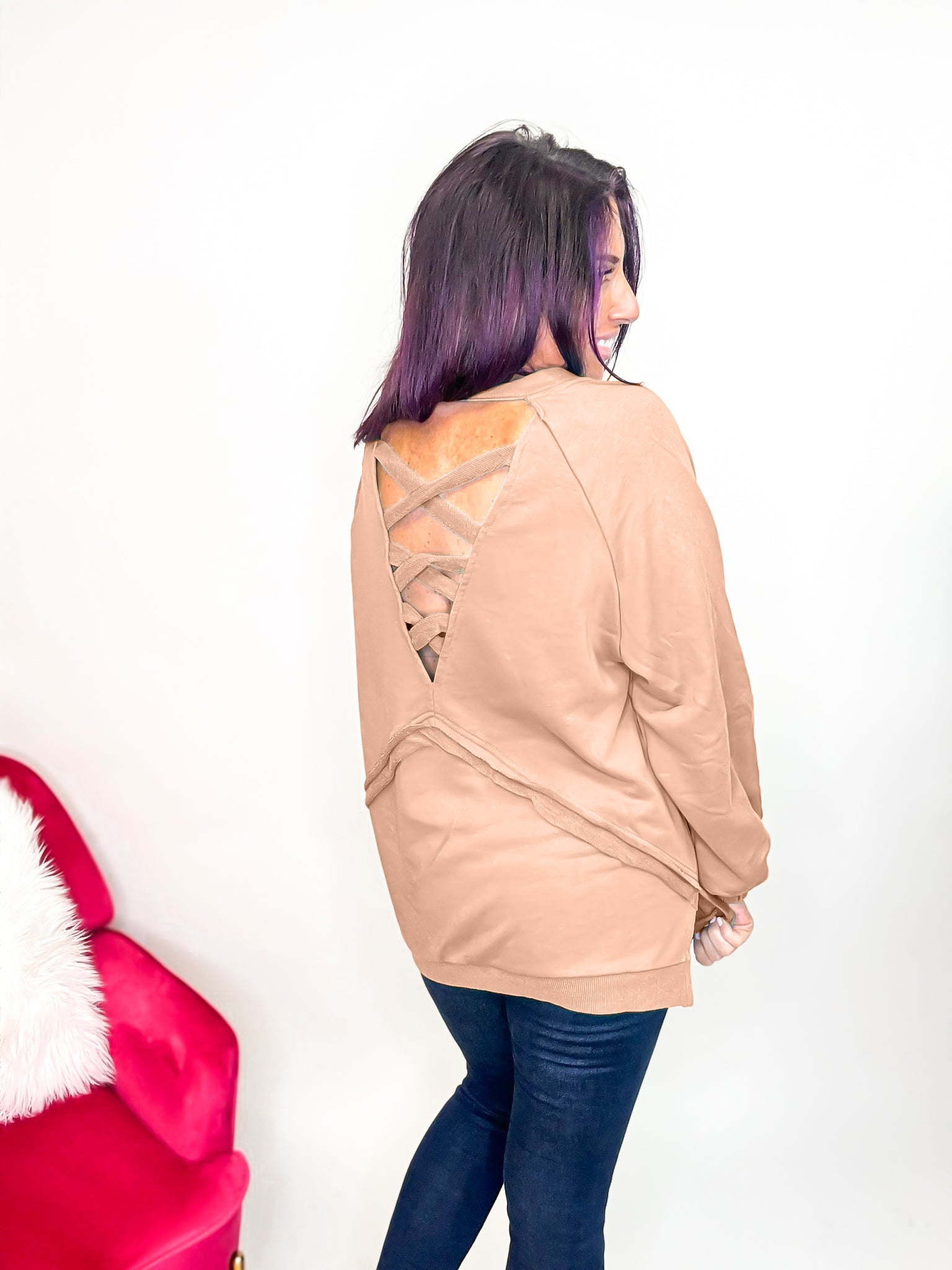 Cross Back Comfort French Terry Sweatshirt Hoodie