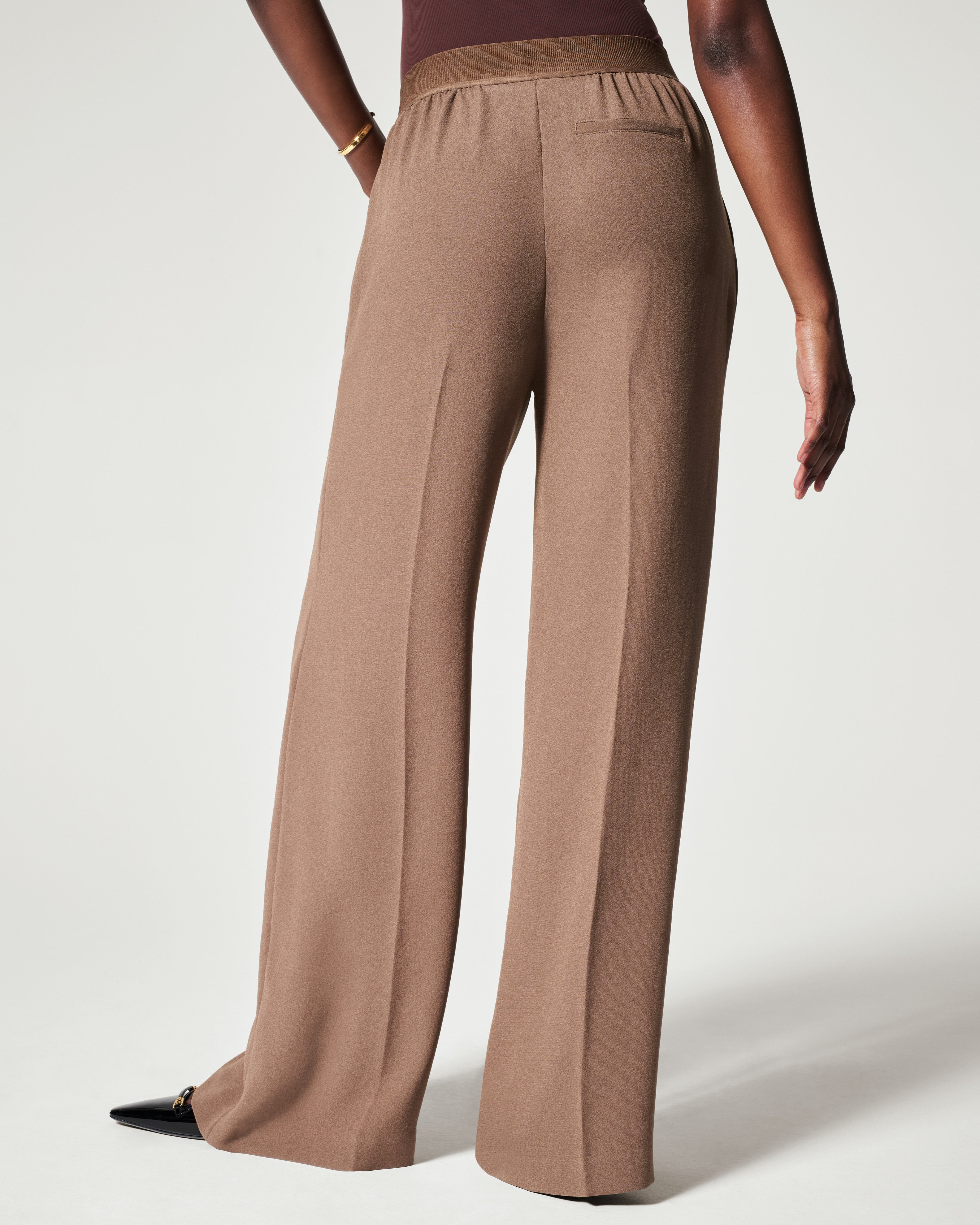 New Simple Crepe Pleated Straight-leg Trousers