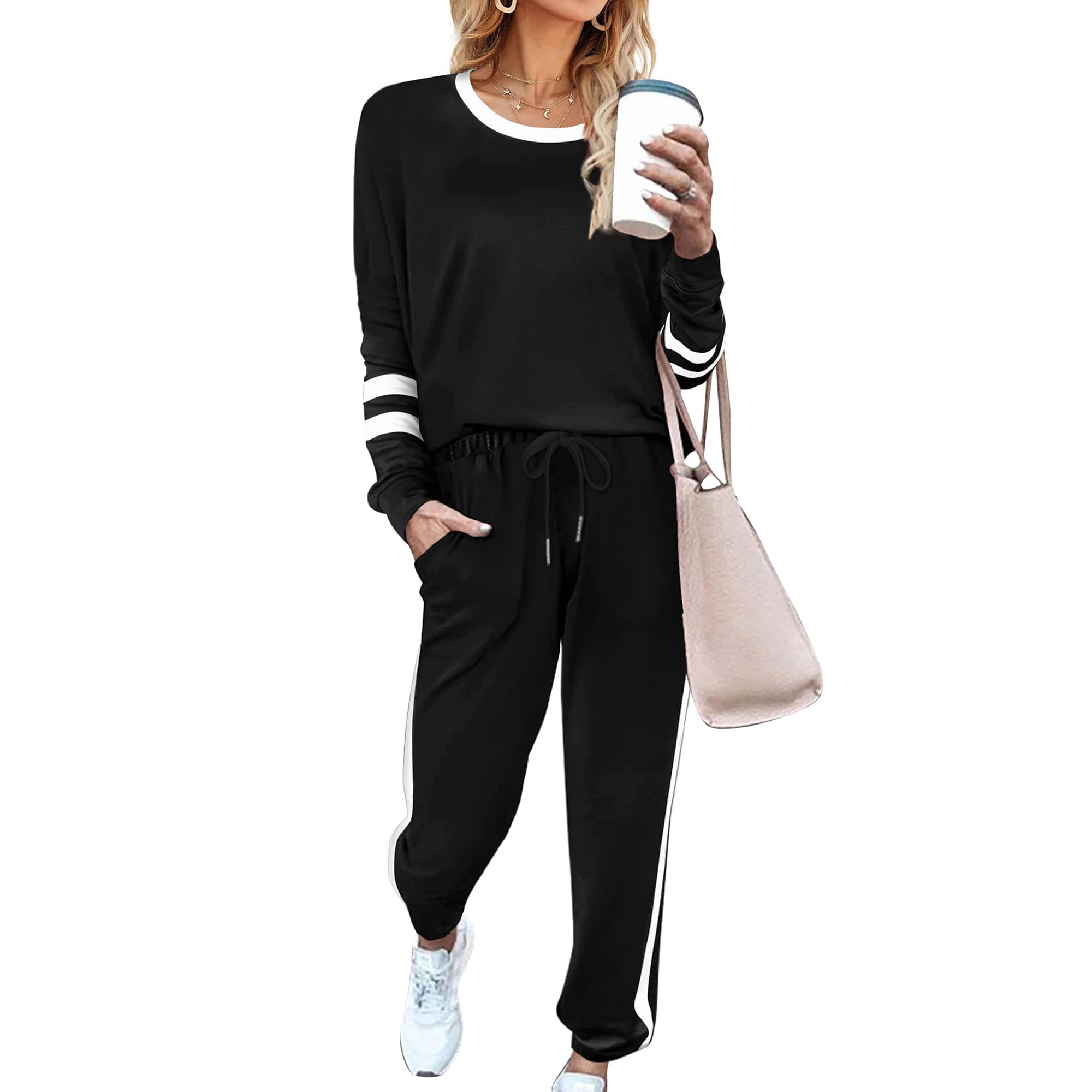 Womens Casual Crewneck Sweatshirts Pullover 2 Piece Outfits