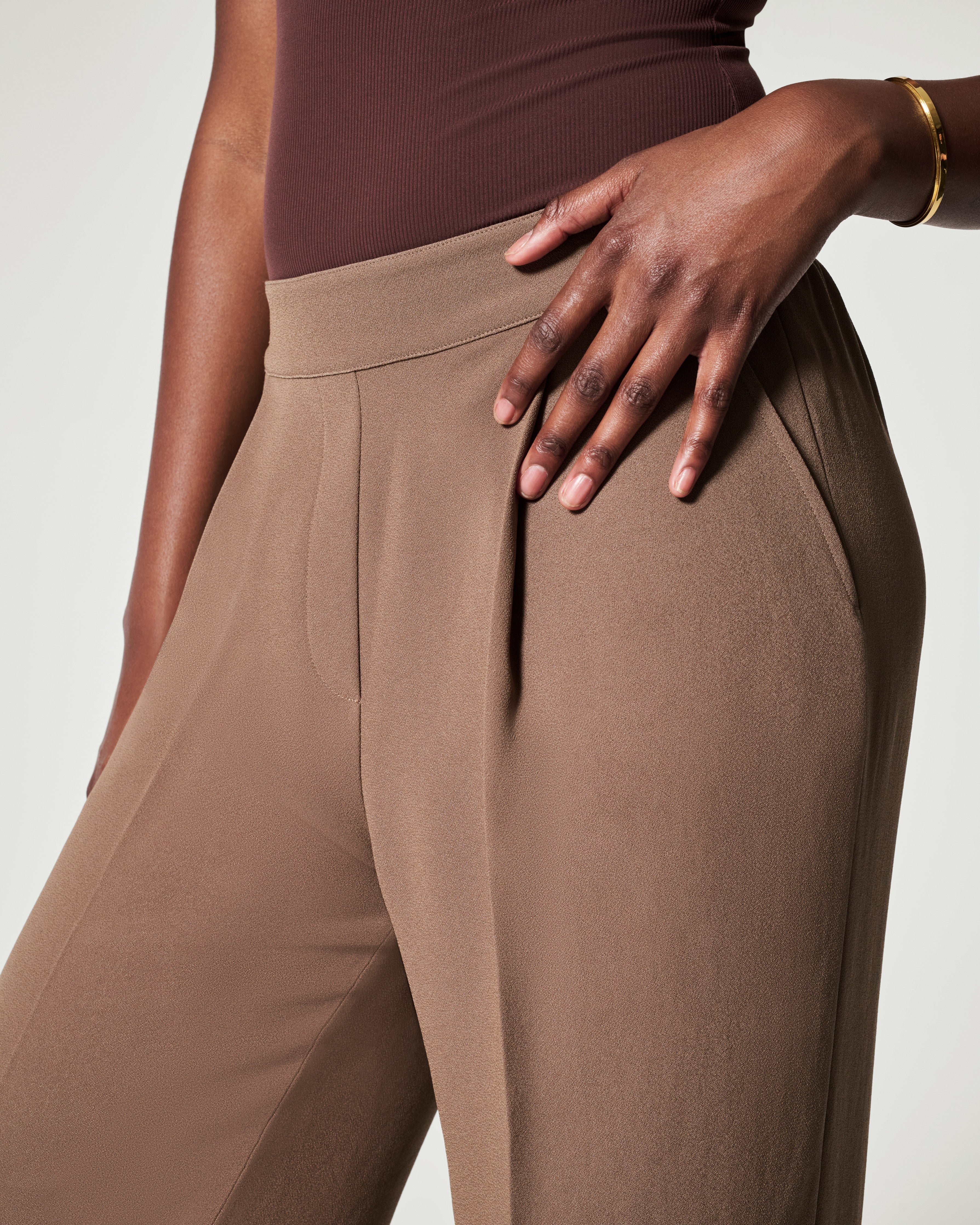 New Simple Crepe Pleated Straight-leg Trousers