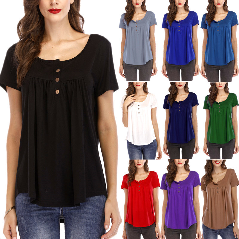 Women Short Sleeves  Top  Casual Blouse Loose Fit T-Shirt（S~5XL）