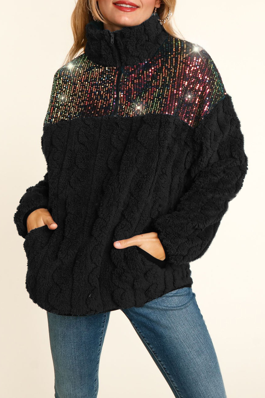 Turtleneck Sequined Sherpa Wool Thermal Jumper(Buy 2 Free Shipping)
