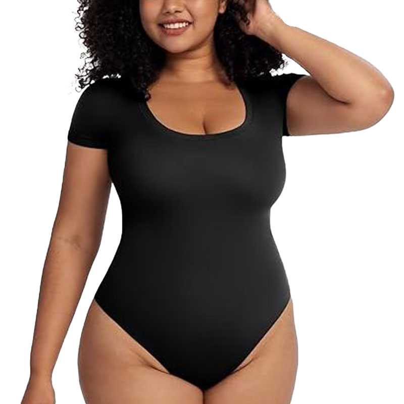 ⏰🔥Women's Scoop Neck Short Sleeve Bodysuit Slimming Top(Buy 2 Free Shipping)