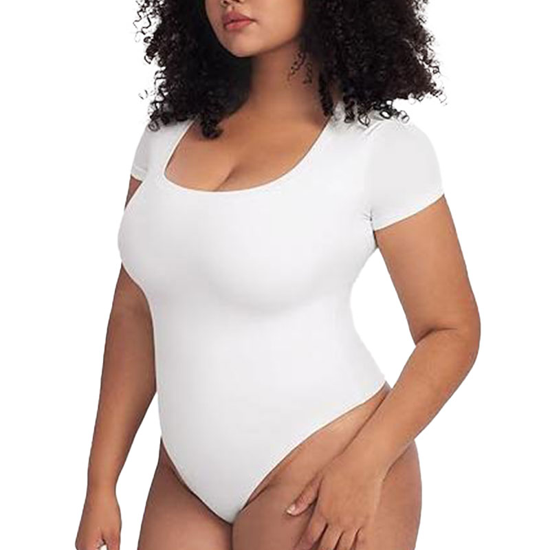 ⏰🔥Women's Scoop Neck Short Sleeve Bodysuit Slimming Top(Buy 2 Free Shipping)