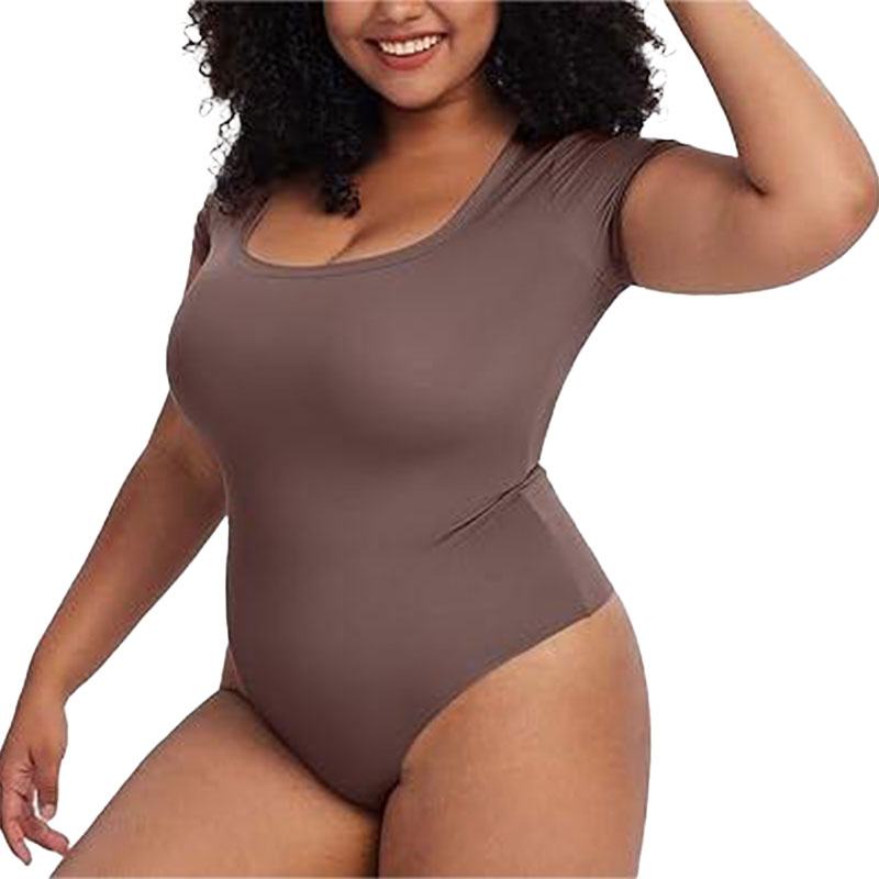 ⏰🔥Women's Scoop Neck Short Sleeve Bodysuit Slimming Top(Buy 2 Free Shipping)