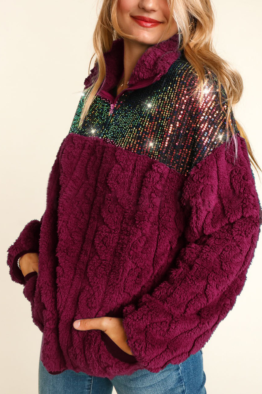 Turtleneck Sequined Sherpa Wool Thermal Jumper(Buy 2 Free Shipping)