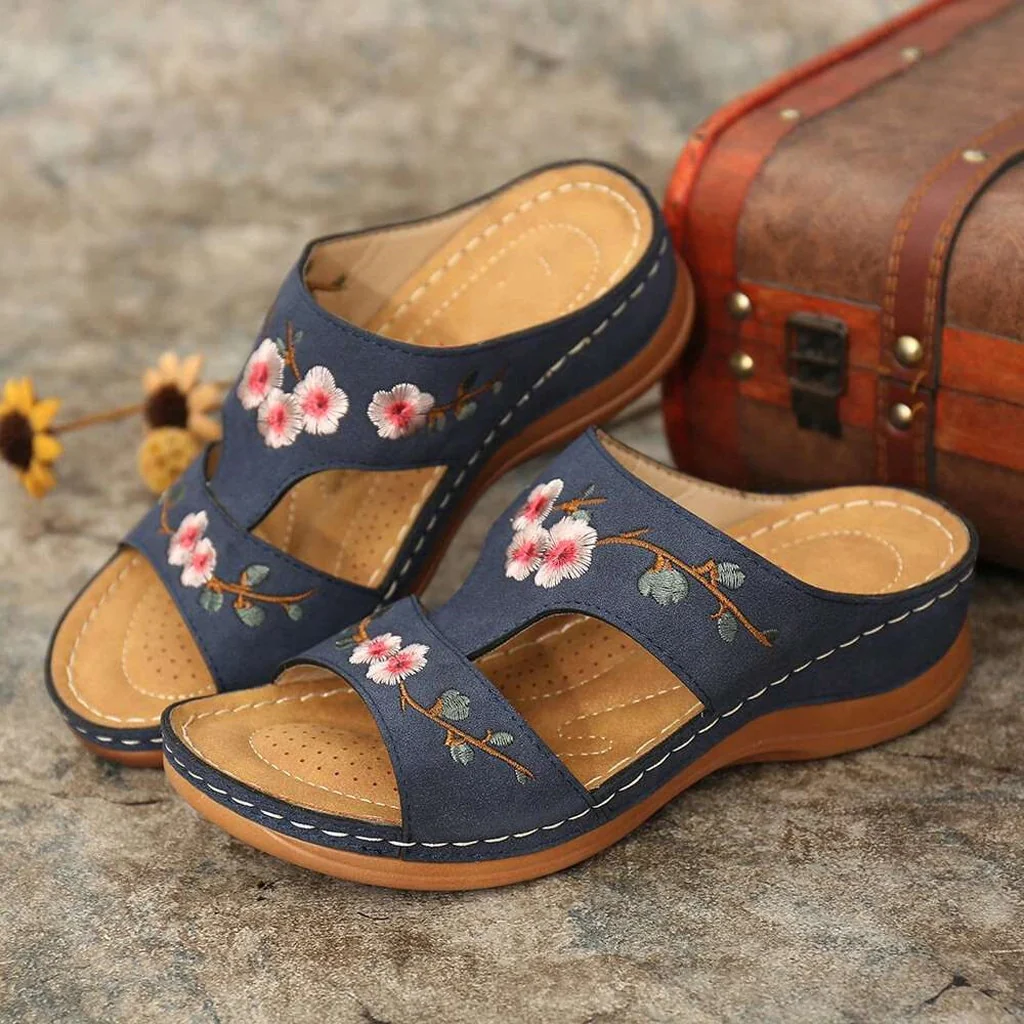 Women's  Embroidered Flower Summer Sandals