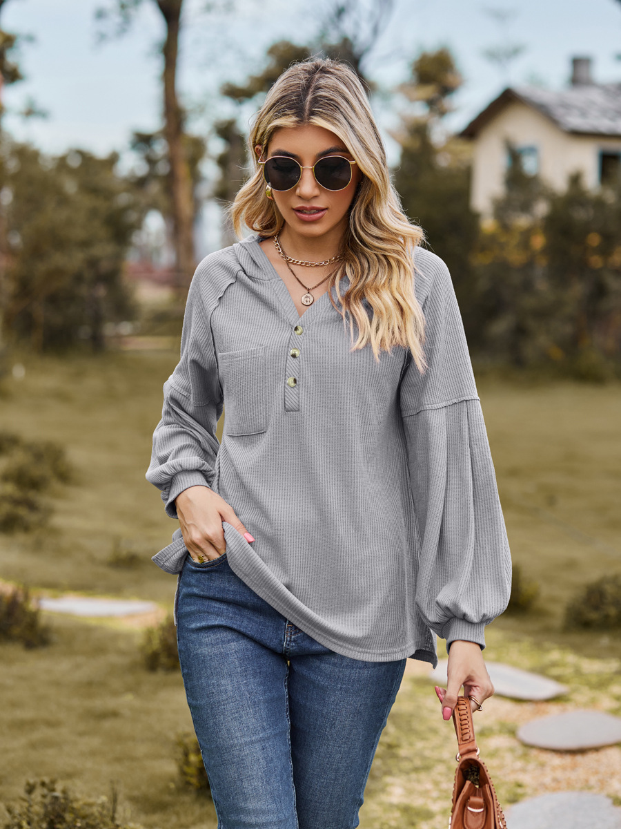 🔥🔥HOT SALE-DROPPED SHOULDER BUTTON-DOWN HOODIE(BUY 2 FREE SHIPPING)