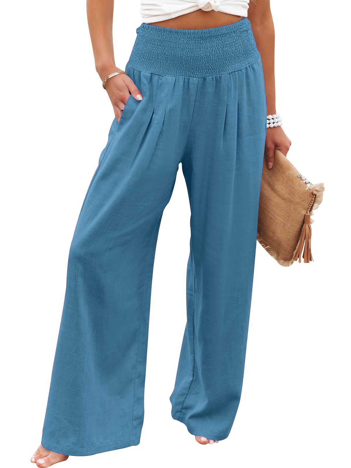 Women's High Waist Linen Casual Wide Leg Pants(Buy 3 Free Shipping)