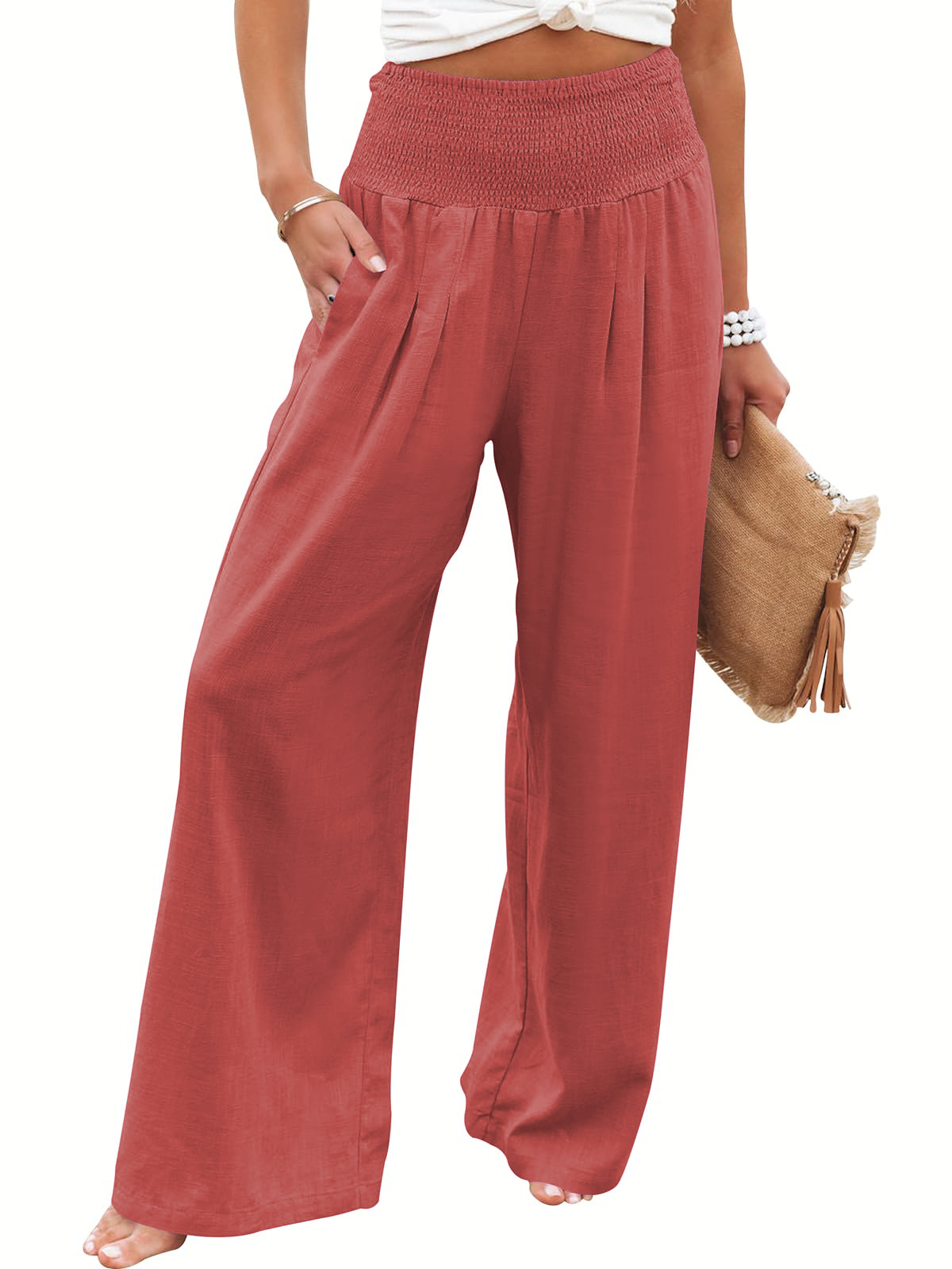 Women's High Waist Linen Casual Wide Leg Pants(Buy 3 Free Shipping)
