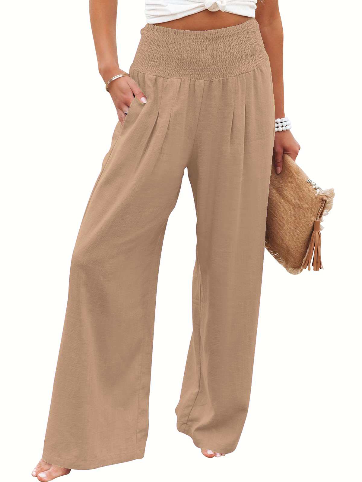Women's High Waist Linen Casual Wide Leg Pants(Buy 3 Free Shipping)