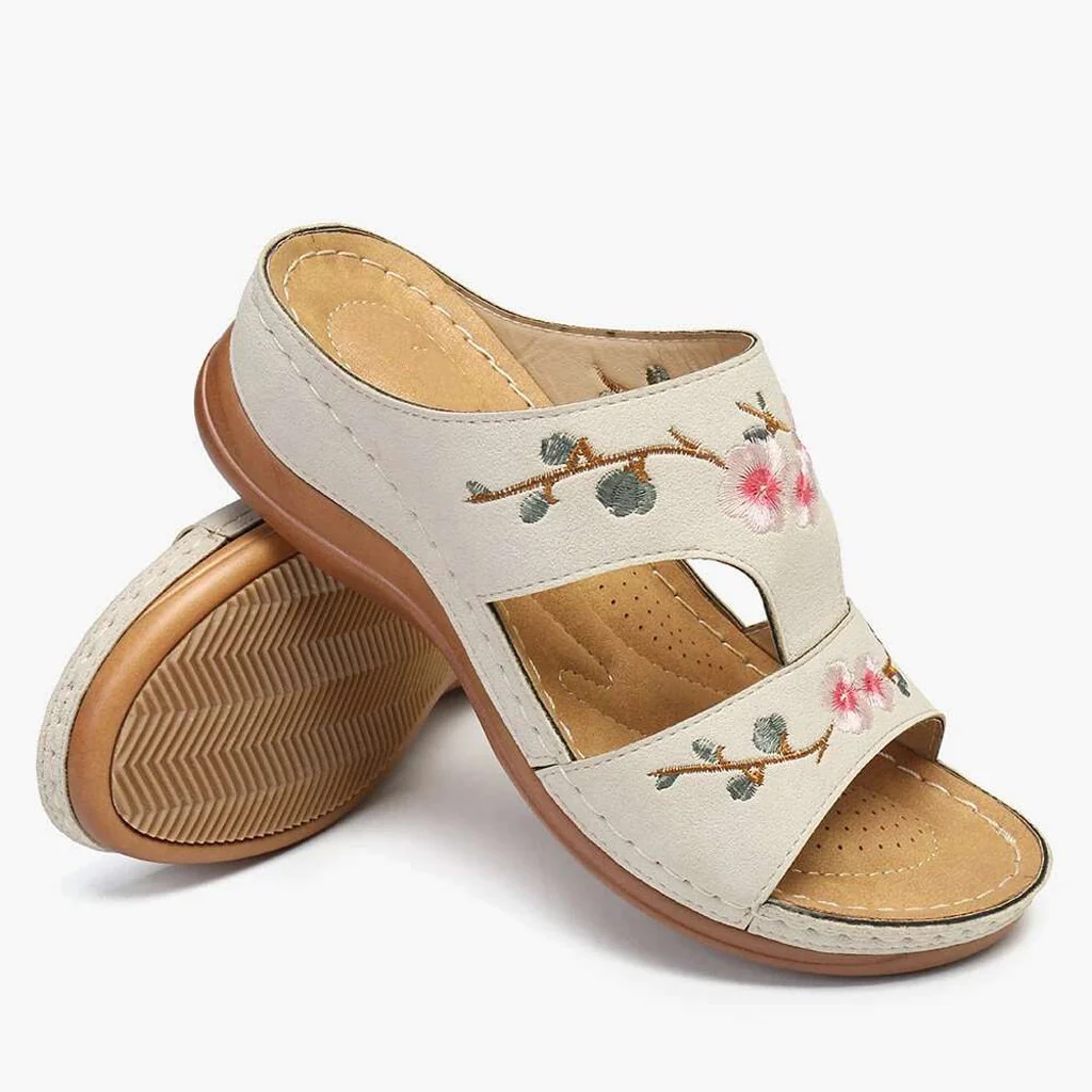 Women's  Embroidered Flower Summer Sandals
